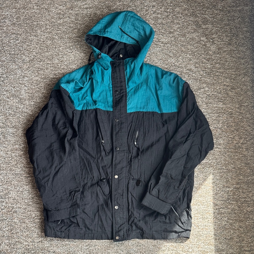 White Sierra Teal and Black Men's Windbreaker Jacket
